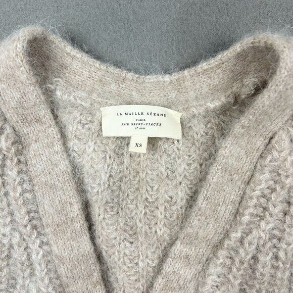 Sézane Basile Cardigan Sweater XS Light Beige Wool Alpaca Oversized - Picture 4 of 13